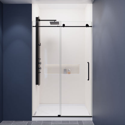 Anzzi Leon Series 48 in. by 76 in. Frameless Sliding Shower Door with Handle SD-AZ8077-01  - SD-AZ8077-01BG