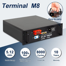 Load image into Gallery viewer, WEIZE 48V(51.2V) 100Ah 5120Wh LiFePO4 Lithium Battery - BAC-0122
