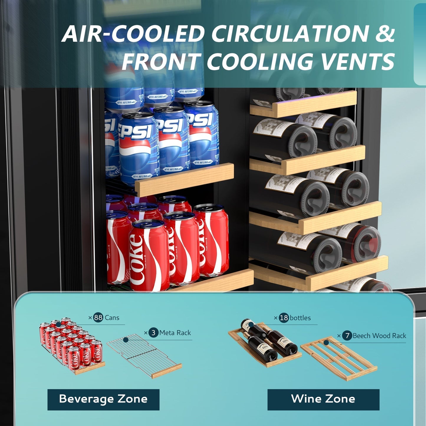 EUHOMY Beverage Refrigerator Under Counter Beer Fridge Large Capacity Wine Cooler - BRU-04