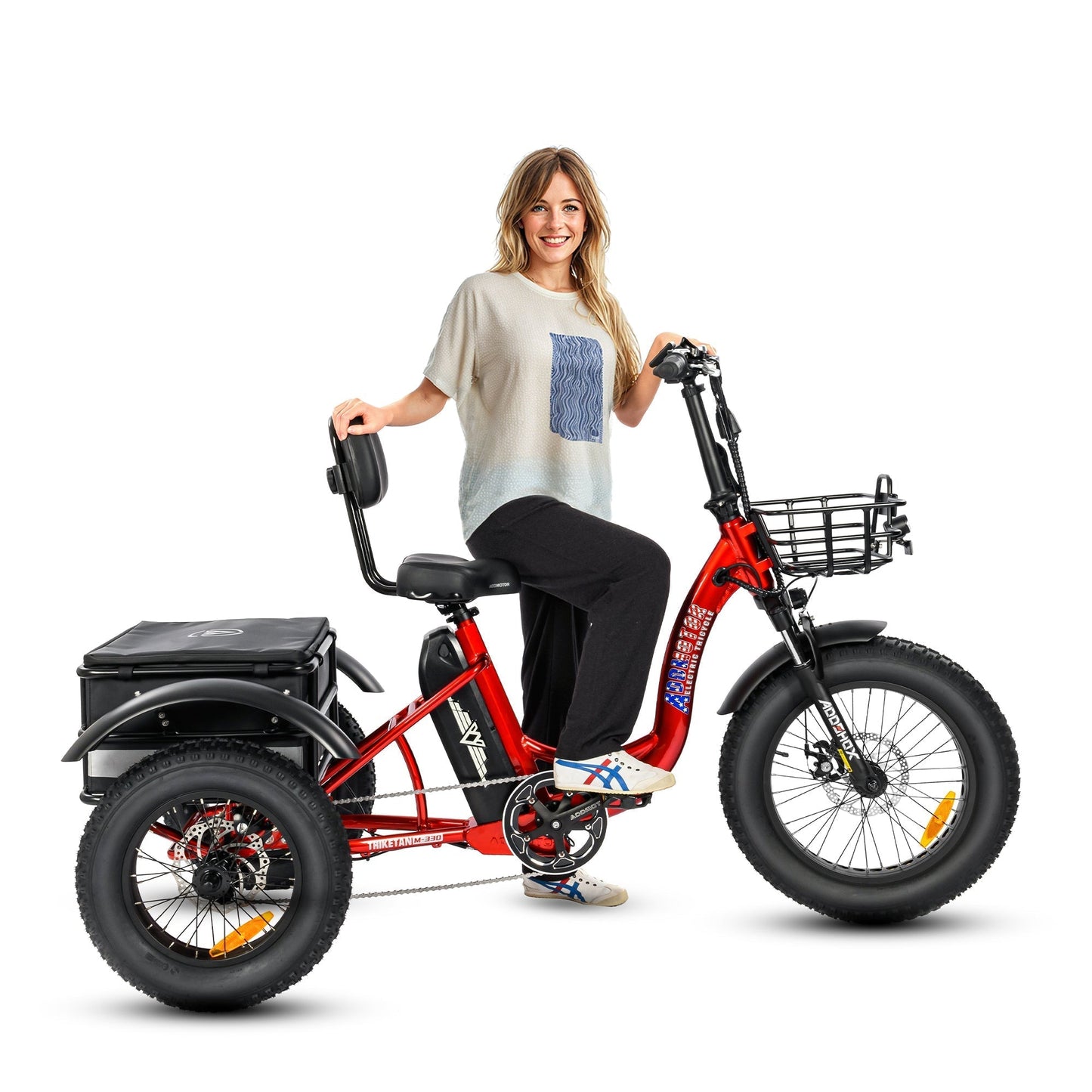 Addmotor 750W 48V Triketan II M-330 Mini Trike Fat Tire Step-Thru Electric Bike - EB-ADD-TT2-M-RED