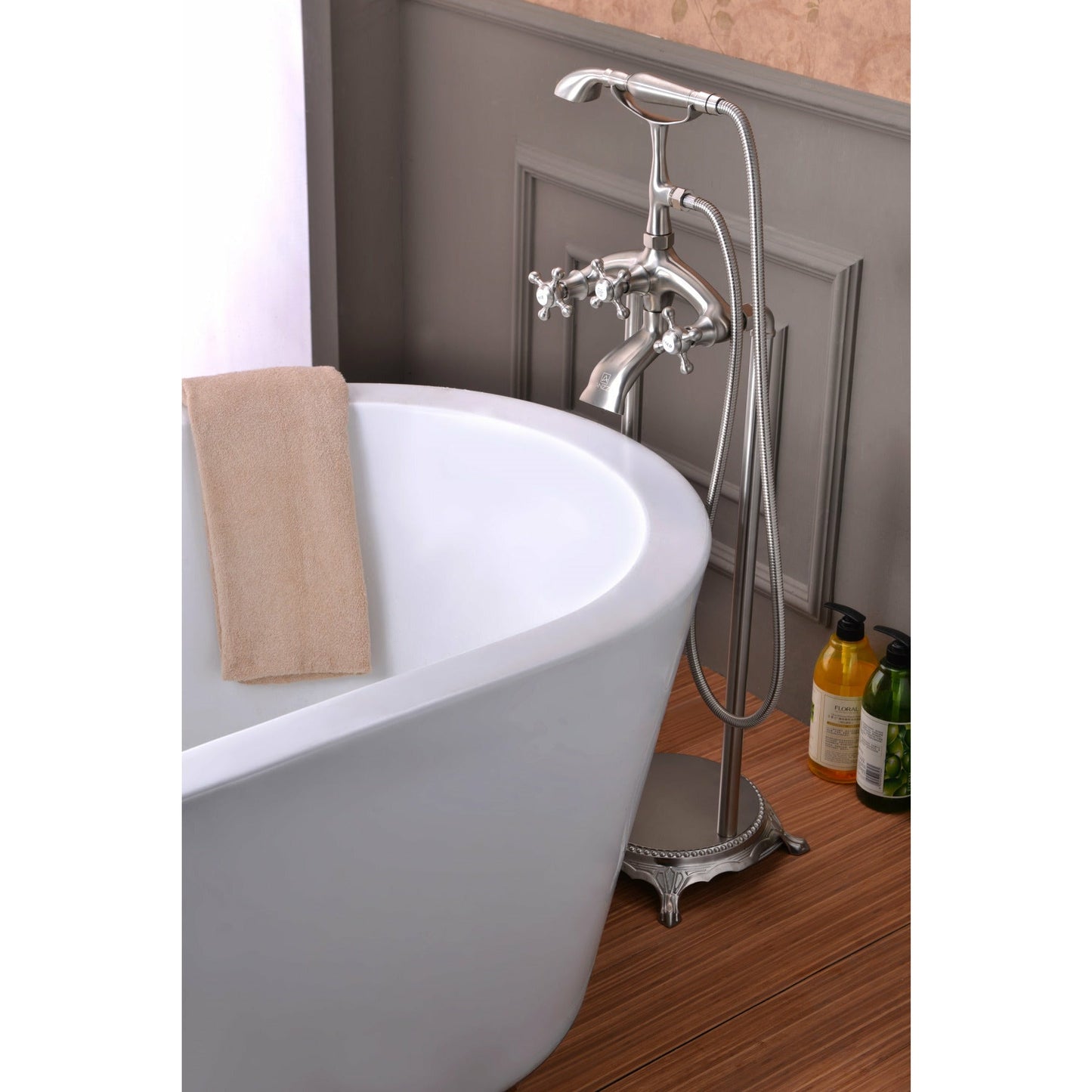 Anzzi Tugela 3-Handle Claw Foot Tub Faucet with Hand Shower FS-AZ0052 - FS-AZ0052BN