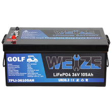 Load image into Gallery viewer, WEIZE 38.4V 105AH LiFePO4 Golf Cart Battery, 4032Wh Bluetooth Lithium Battery - BAC-0116
