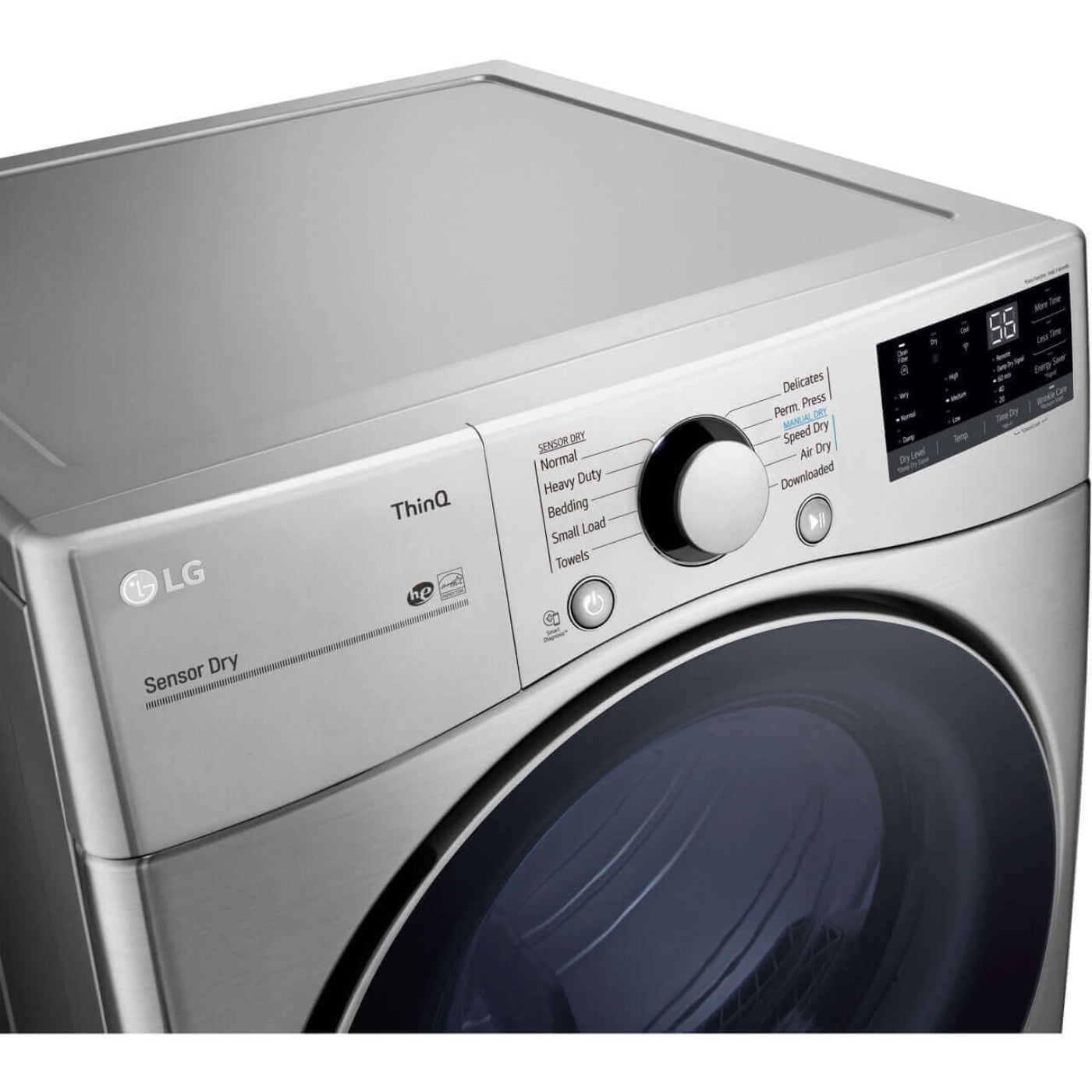 LG 27 In. 7.4-Cu. Ft. Front Load Electric Dryer with Built-In Intelligence in Graphite Steel (DLE3600V)