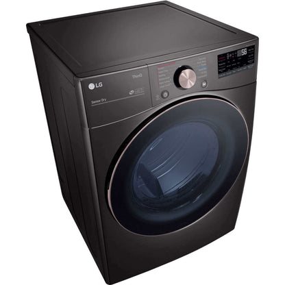 LG 27 In. 7.4-Cu. Ft. Front Load Electric Dryer with TurboSteam and Built-In Intelligence in Black Steel (DLEX4000B)