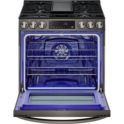 LG 30 in. 5.8 Cu Ft. Smart Wi-Fi Enabled Fan Convection Gas Slide-in Range with Air Fry & EasyClean (LSGL5833D)