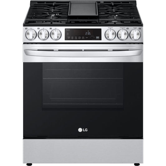 LG 30 in. 5.8-Cu Ft. Smart Wi-Fi Enabled Fan Convection Gas Slide-in Range with Air Fry and EasyClean (LSGL5833F)
