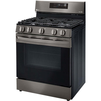 LG 30 in. 5.8-Cu. Ft. Gas Convection Smart Range with AirFry, Black Stainless Steel (LRGL5823D)