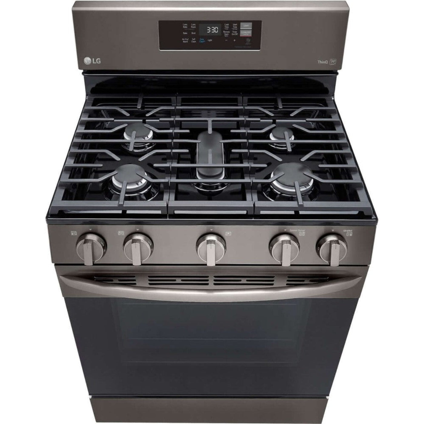 LG 30 in. 5.8-Cu. Ft. Gas Convection Smart Range with AirFry, Black Stainless Steel (LRGL5823D)