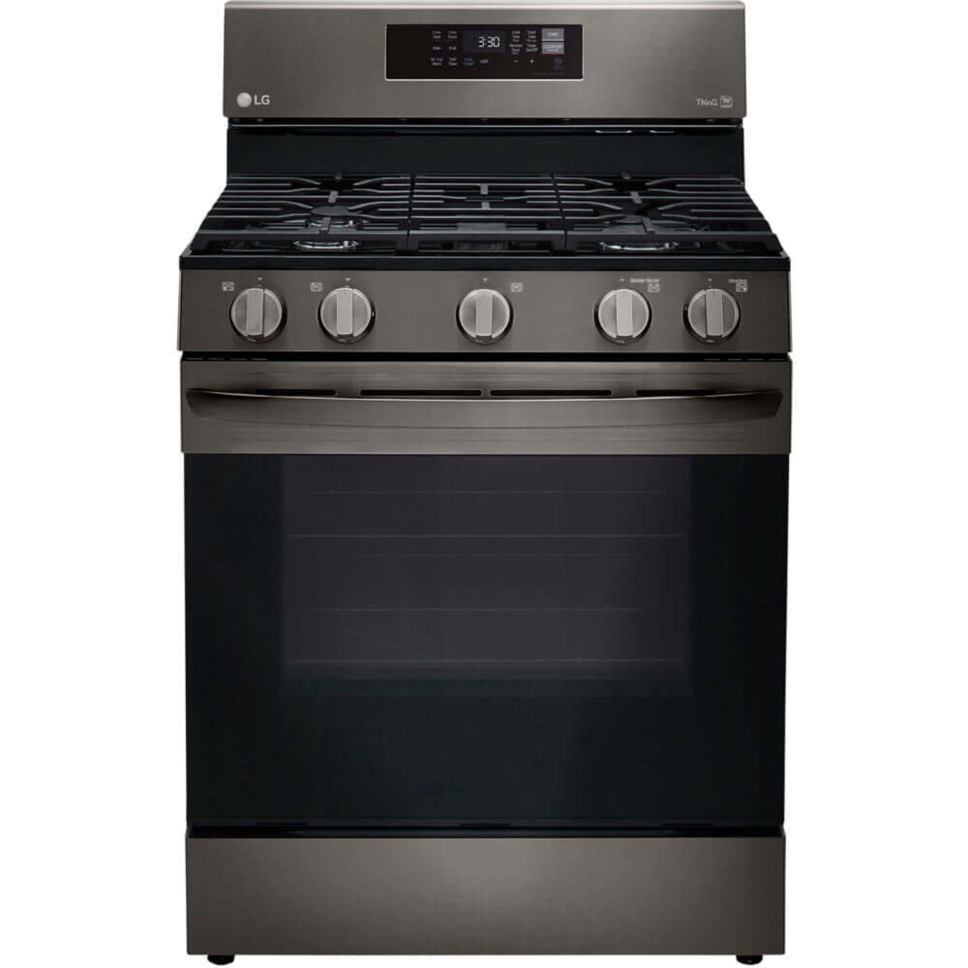LG 30 in. 5.8-Cu. Ft. Gas Convection Smart Range with AirFry, Black Stainless Steel (LRGL5823D)