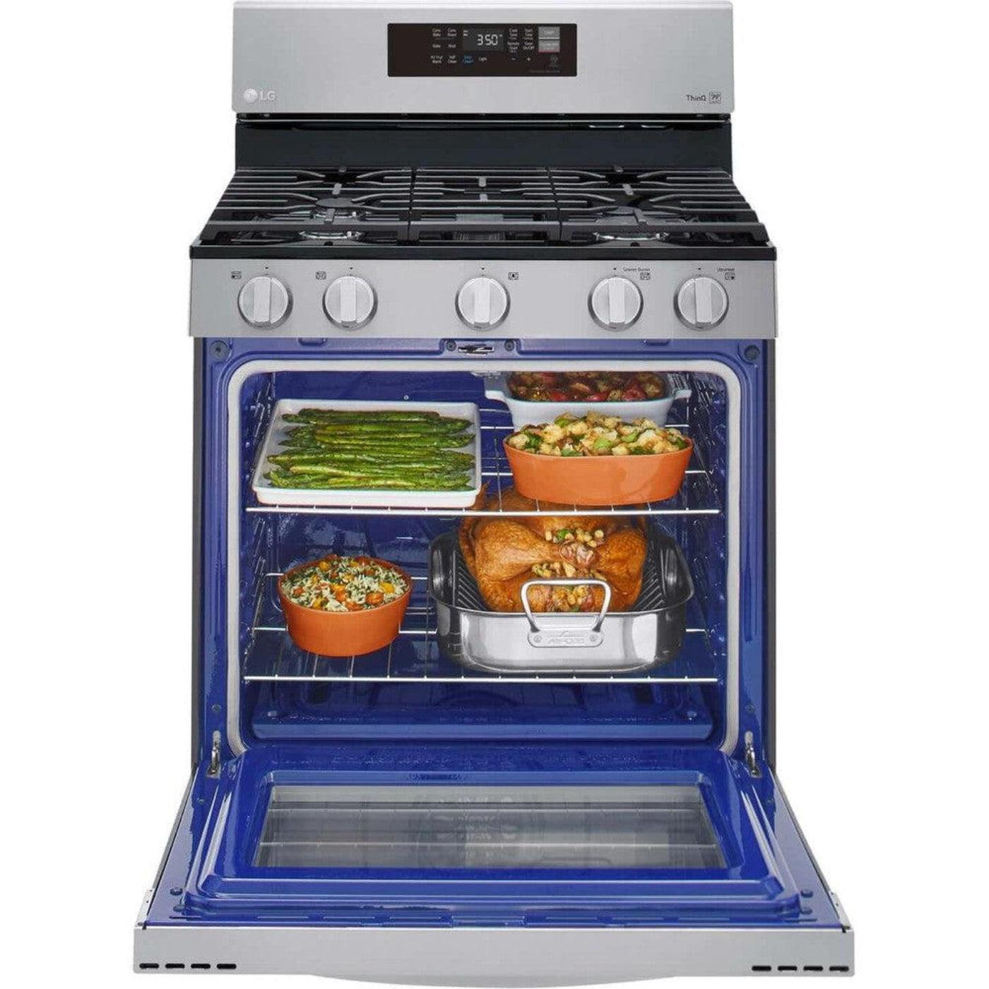 LG 30 in. 5.8-Cu. Ft. Gas Convection Smart Range with AirFry, Stainless Steel (LRGL5823S)