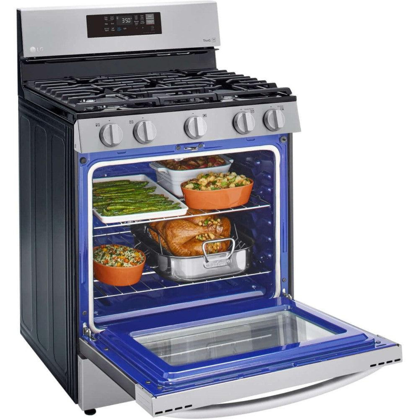 LG 30 in. 5.8-Cu. Ft. Gas Convection Smart Range with AirFry, Stainless Steel (LRGL5823S)