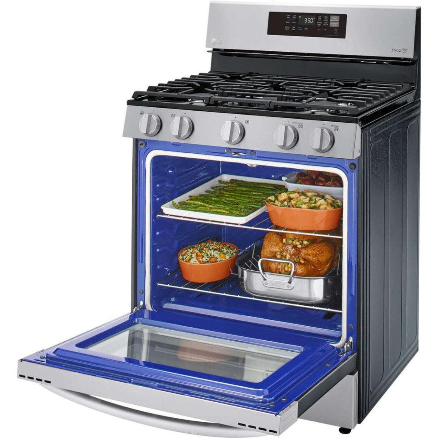 LG 30 in. 5.8-Cu. Ft. Gas Convection Smart Range with AirFry, Stainless Steel (LRGL5823S)