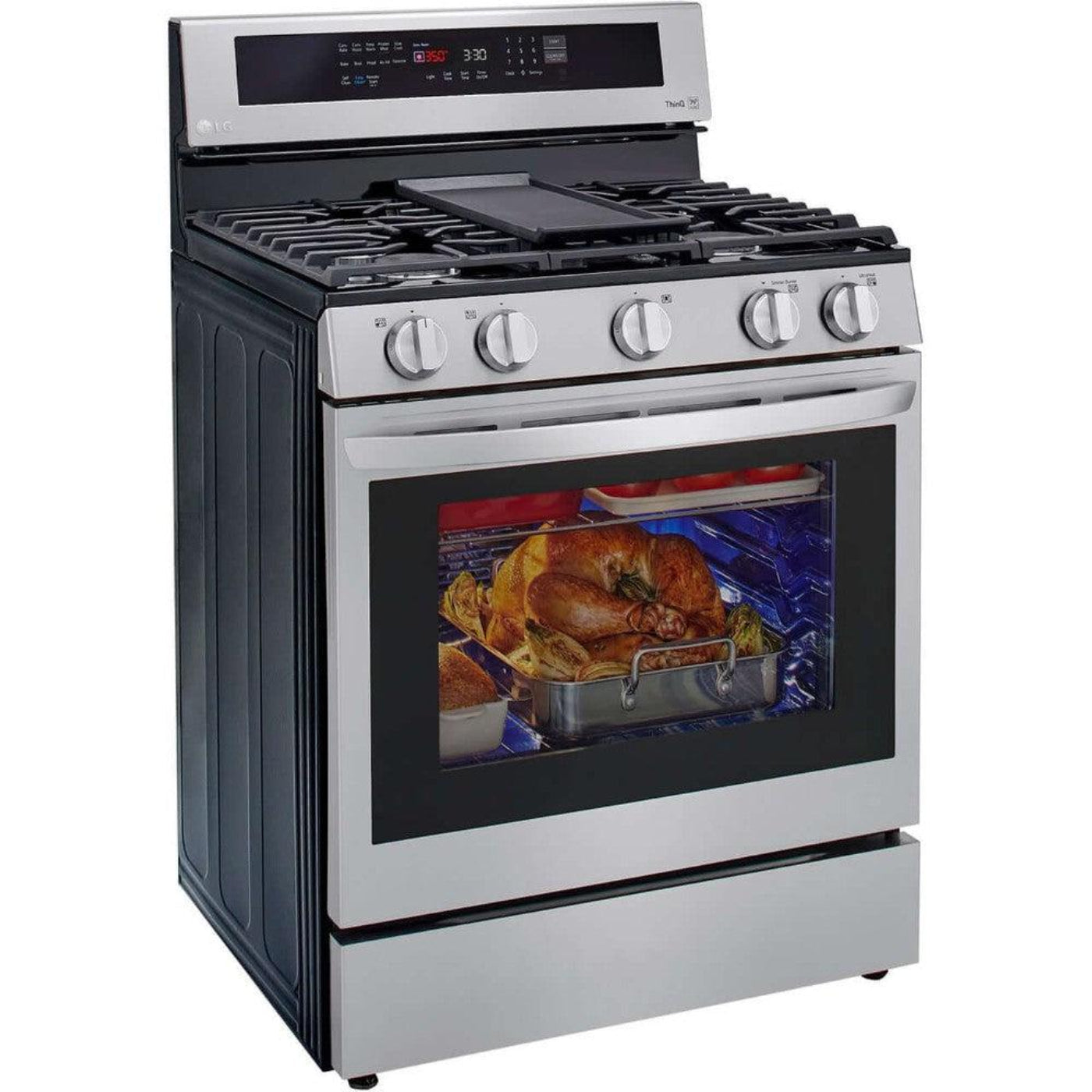 LG 30 in. 5.8-Cu. Ft. Gas Convection Smart Range with AirFry and InstaView, Stainless Steel (LRGL5825F)