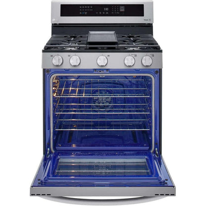 LG 30 in. 5.8-Cu. Ft. Gas Convection Smart Range with AirFry and InstaView, Stainless Steel (LRGL5825F)