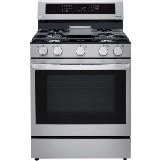 LG 30 in. 5.8-Cu. Ft. Gas Convection Smart Range with AirFry and InstaView, Stainless Steel (LRGL5825F)