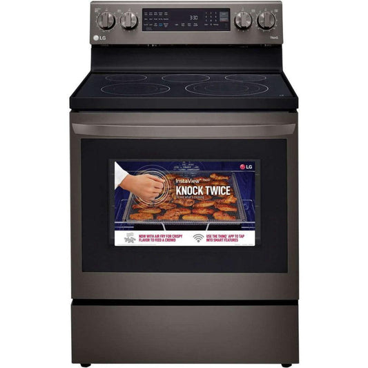 LG 30 in. 6.3-Cu. Ft. Electric Smart Range with EasyClean and AirFry Black Stainless Steel (LREL6323D)
