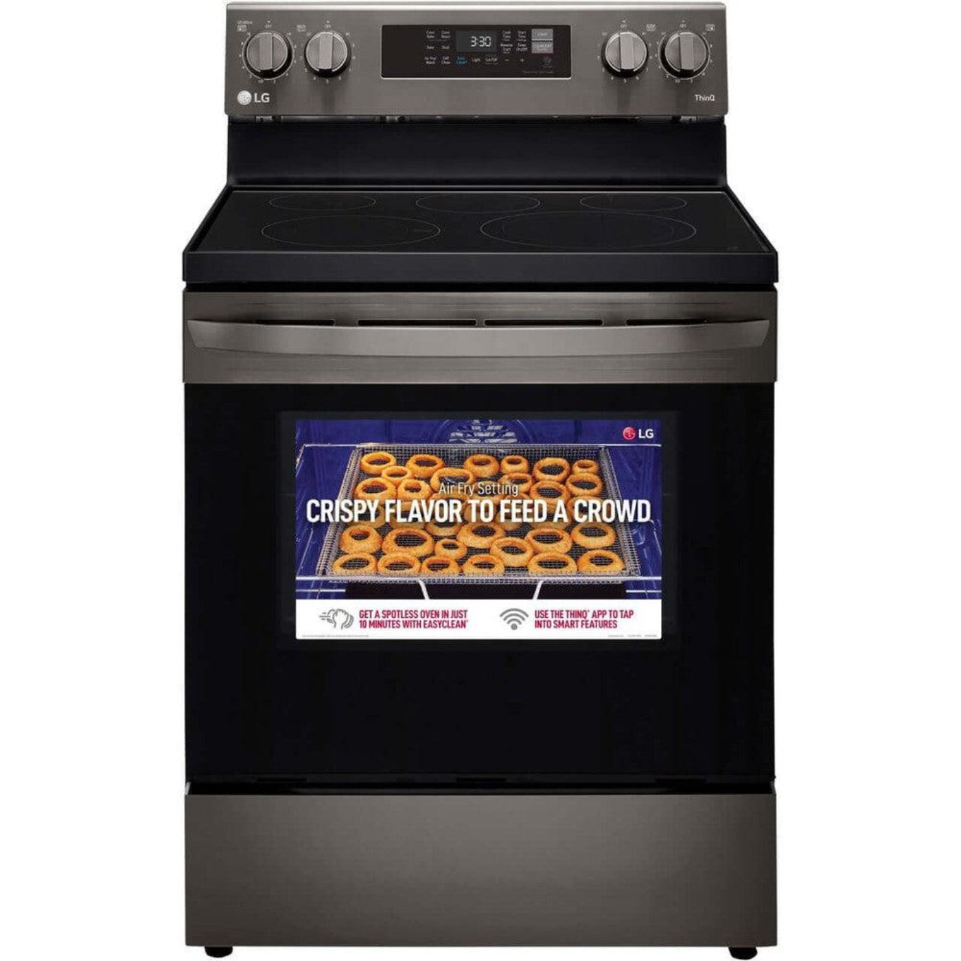 LG 30 in. 6.3-Cu. Ft. Electric Smart Range with EasyClean and AirFry Black Stainless Steel (LREL6323D)