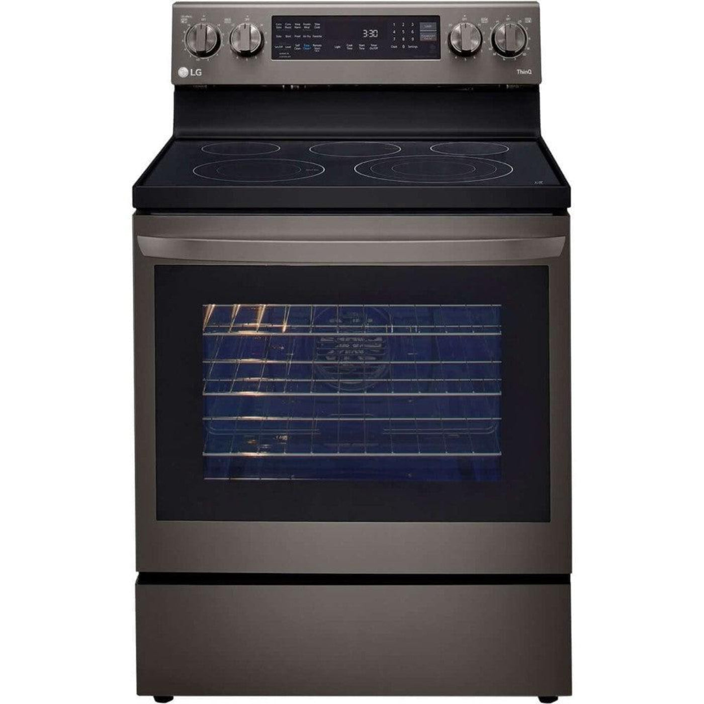 LG 30 in. 6.3-Cu. Ft. Electric Smart Range with InstaView and AirFry, Black Stainless Steel (LREL6325D)