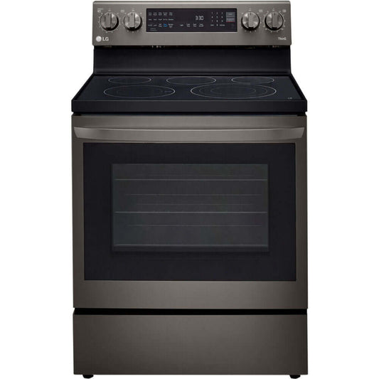 LG 30 in. 6.3-Cu. Ft. Electric Smart Range with InstaView and AirFry, Black Stainless Steel (LREL6325D)