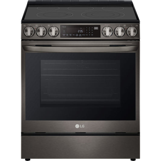 LG 30 in. 6.3-Cu. Ft. Smart Wi-Fi Enabled ProBake Convection InstaView Electric Slide-in Range with Air Fry, Black Stainless Steel (LSEL6335D)