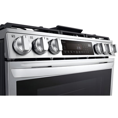 LG 30 in. 6.3-Cu. Ft. Smart Wi-Fi Enabled ProBake Convection InstaView Gas Slide-in Range with Air Fry, Stainless Steel (LSGL6335F)