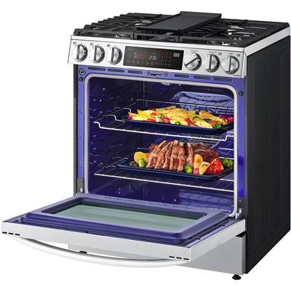 LG 30 in. 6.3-Cu. Ft. Smart Wi-Fi Enabled ProBake Convection InstaView Gas Slide-in Range with Air Fry, Stainless Steel (LSGL6335F)