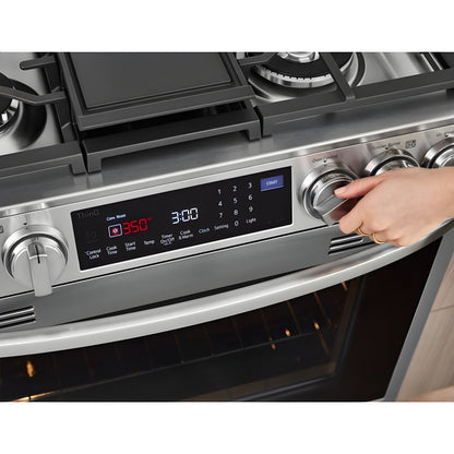 LG 30 in. 6.3-Cu. Ft. Smart Wi-Fi Enabled ProBake Convection InstaView Gas Slide-in Range with Air Fry, Stainless Steel (LSGL6337F)