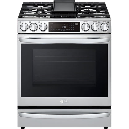 LG 30 in. 6.3-Cu. Ft. Smart Wi-Fi Enabled ProBake Convection InstaView Gas Slide-in Range with Air Fry, Stainless Steel (LSGL6337F)