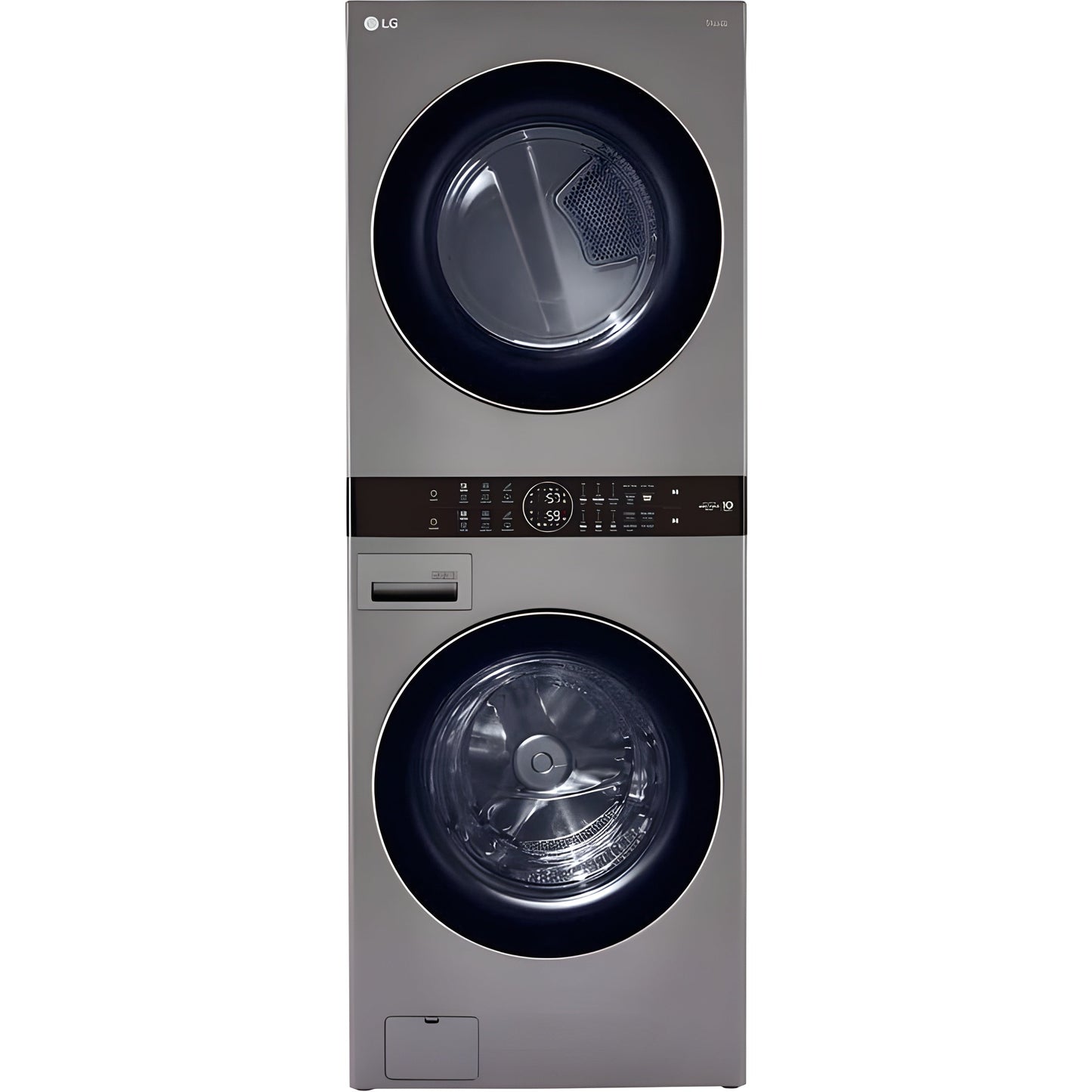 LG Single Unit Front Load LG WashTower with Center Control 4.5-cu. ft. Washer and 7.4-cu. ft. Gas Dryer in Graphite Steel (WKG101HVA)