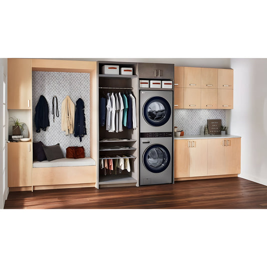LG WashTower Single Front Load Unit with Center Control, 4.5-Cu. Ft. Washer and 7.4-Cu. Ft. Electric Dryer in Graphite (WKE100HVA)