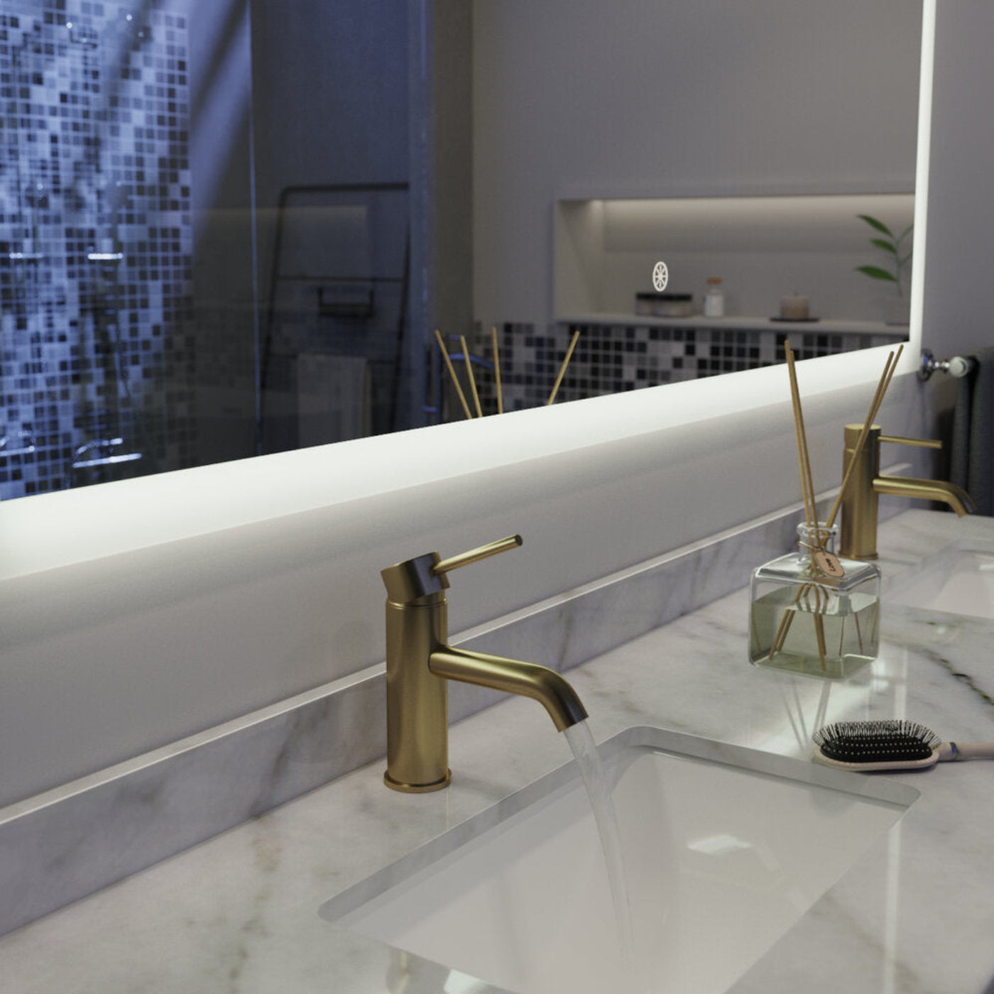 Arpella - Puralite 70 in. x 36 in. LED Wall Mounted Backlit Vanity Mirror  with Memory Dimmer - BLM7036