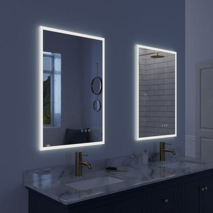 Arpella - Lucent 24 in. x 36 in. Wall Mounted LED Vanity Mirror with Color Changer, Memory Dimmer and Defogger - LEDCM2436