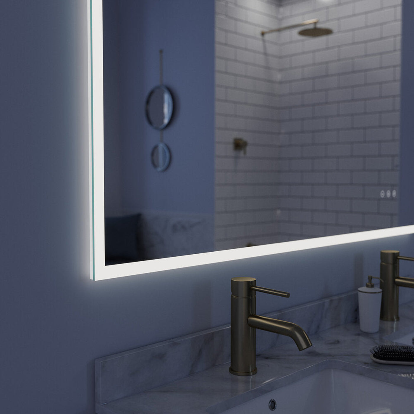 Arpella - Lucent 48 in. x 36 in. Wall Mounted LED Vanity Mirror with Color Changer, Memory Dimmer and Defogger - LEDCM4836