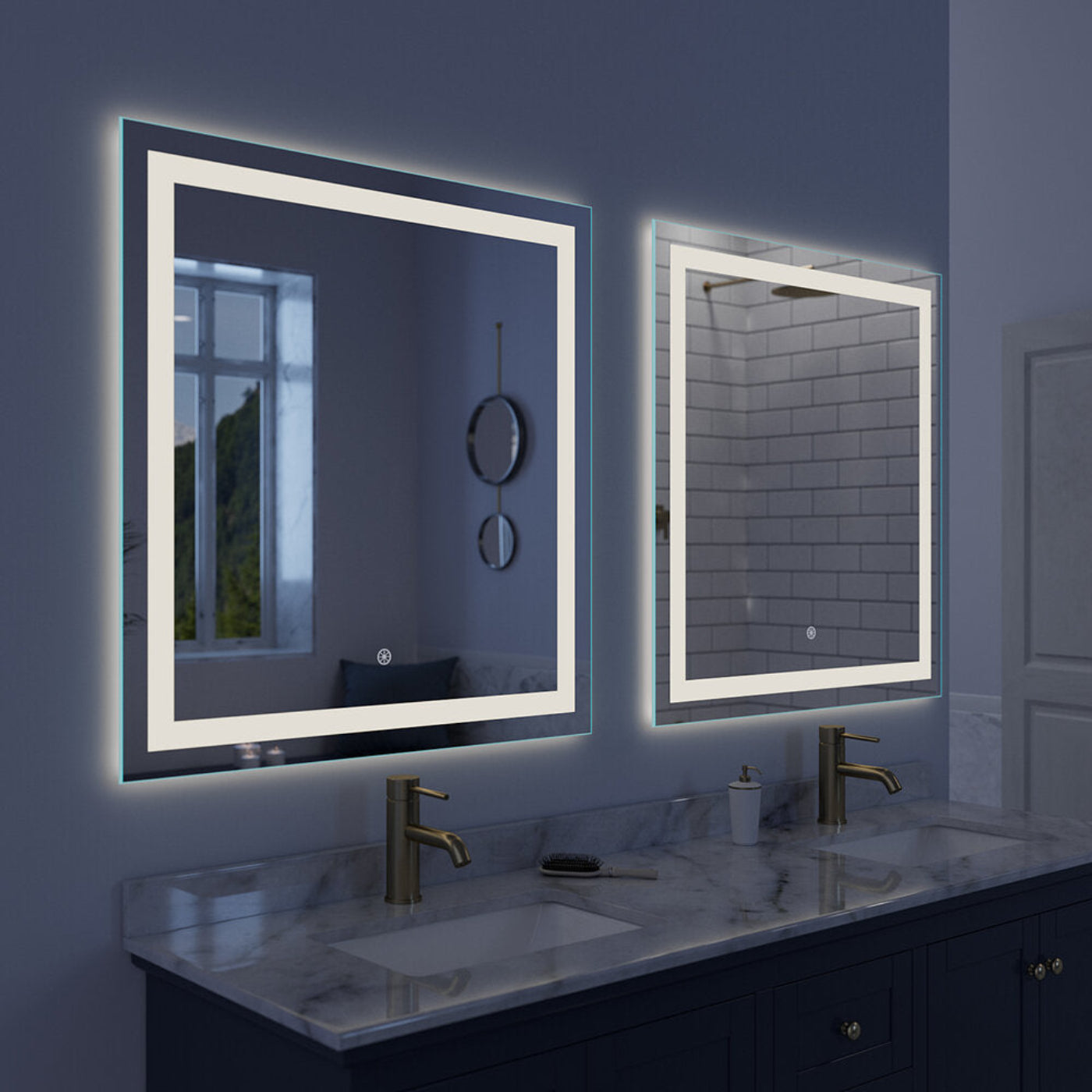 Arpella - Lumina 34 in. x 36 in. LED Lighted Vanity Mirror with Built-In Dimmer and Anti-Fog Feature - LEDSM2034