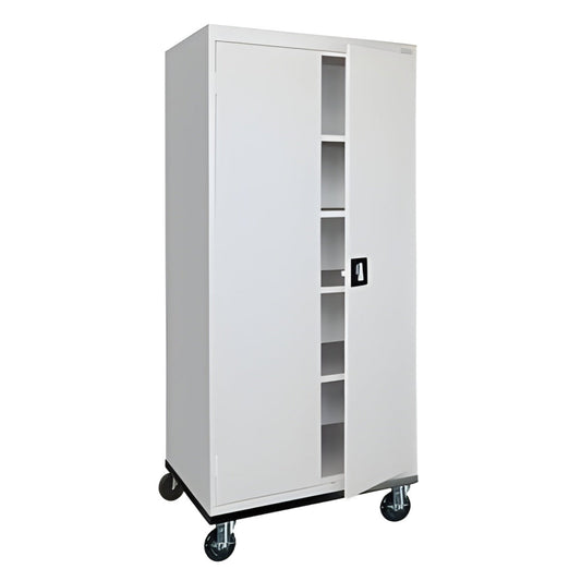 Sandusky Lee Mobile Storage Cabinets - Mobile Storage Cabinet with 4 Adjustable Shelves, Dove Gray, 36" x 24" x 78" - TA4R362472-05