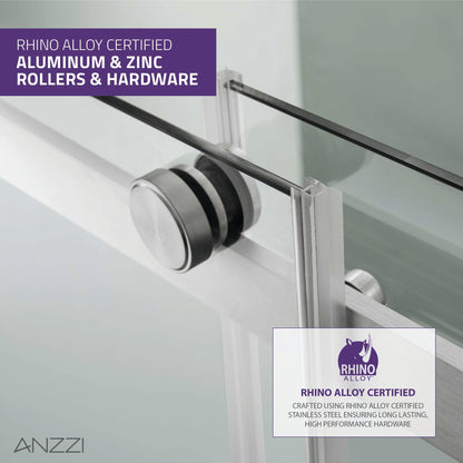 Anzzi Stellar Series 60 in. x 76 in. Frameless Sliding Shower Door with Handle SD-FRLS05902 - SD-FRLS05902BN