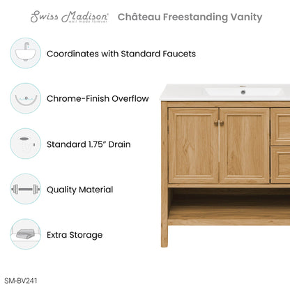 Swiss Madison Château 36" Bathroom Vanity in Natural Oak - SM-BV241 - Backyard Provider