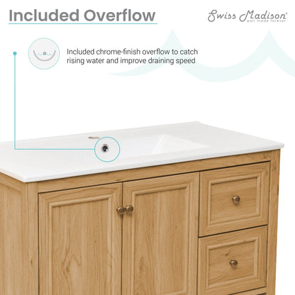 Swiss Madison Château 36" Bathroom Vanity in Natural Oak - SM-BV241 - Backyard Provider