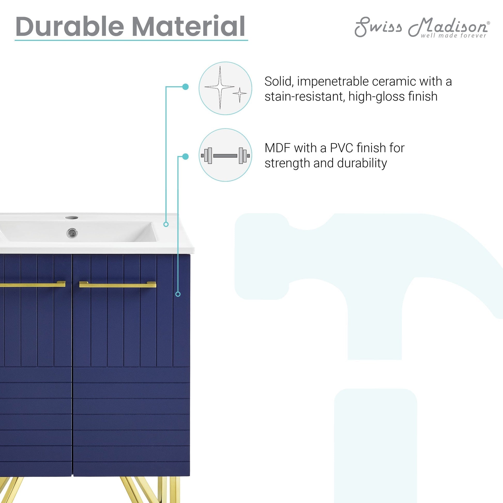 Swiss Madison Annecy 24" Bathroom Vanity in Granger Blue - SM-BV252L - Backyard Provider