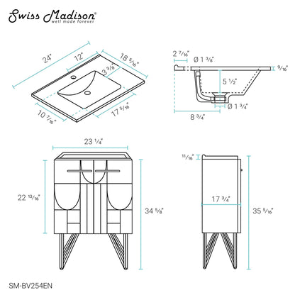Swiss Madison Annecy 24" Bathroom Vanity in Atlas Green - SM-BV254EN - Backyard Provider