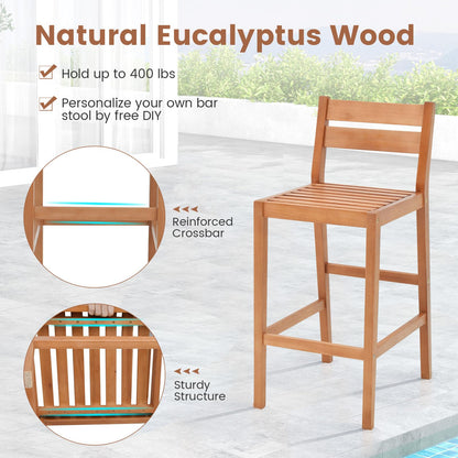Tangkula 5 Pieces Patio Eucalyptus Wood Bar Set - HW71566+2*HW71567WH-2