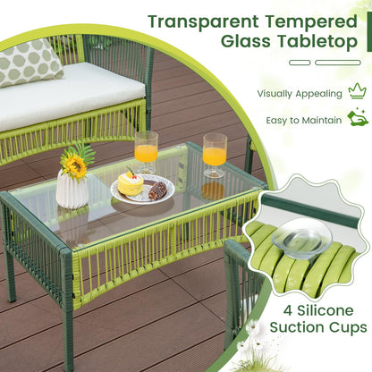 Tangkula 4 Pieces Outdoor Rattan Chair Set for Backyard, Poolside, Balcony - NP11282