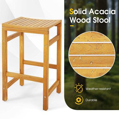 Tangkula 5 Piece Outdoor Acacia Wood Bar Table Set - HW71325+HW71326-4+HW71326-2 Price