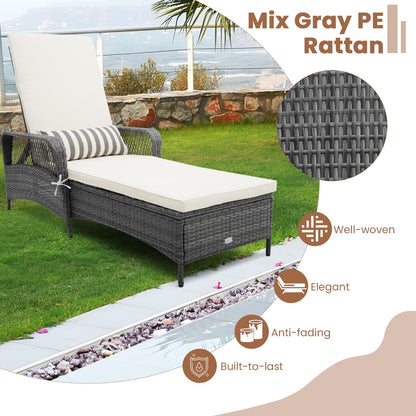 Tangkula Outdoor Chaise Lounge, Patio PE Recliner with 6-Level Backrest - HW71246