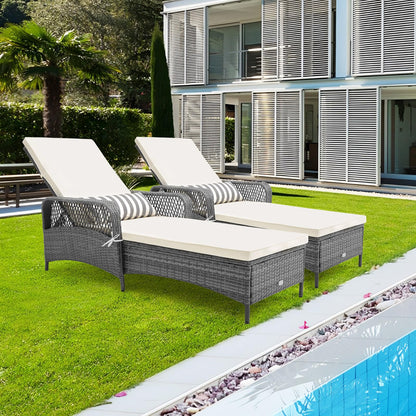 Tangkula Outdoor Chaise Lounge, Patio PE Recliner with 6-Level Backrest - HW71246