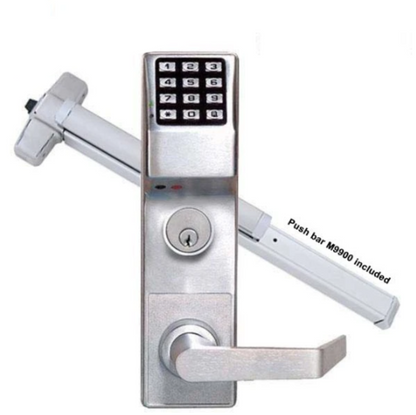 Alarm Lock Trilogy  Keypad Digital Lock w/ Audit Trail - for M9900 Panic Exit Bar - 26D - Satin Chrome - ALL-ETDLS1G/26DM99K