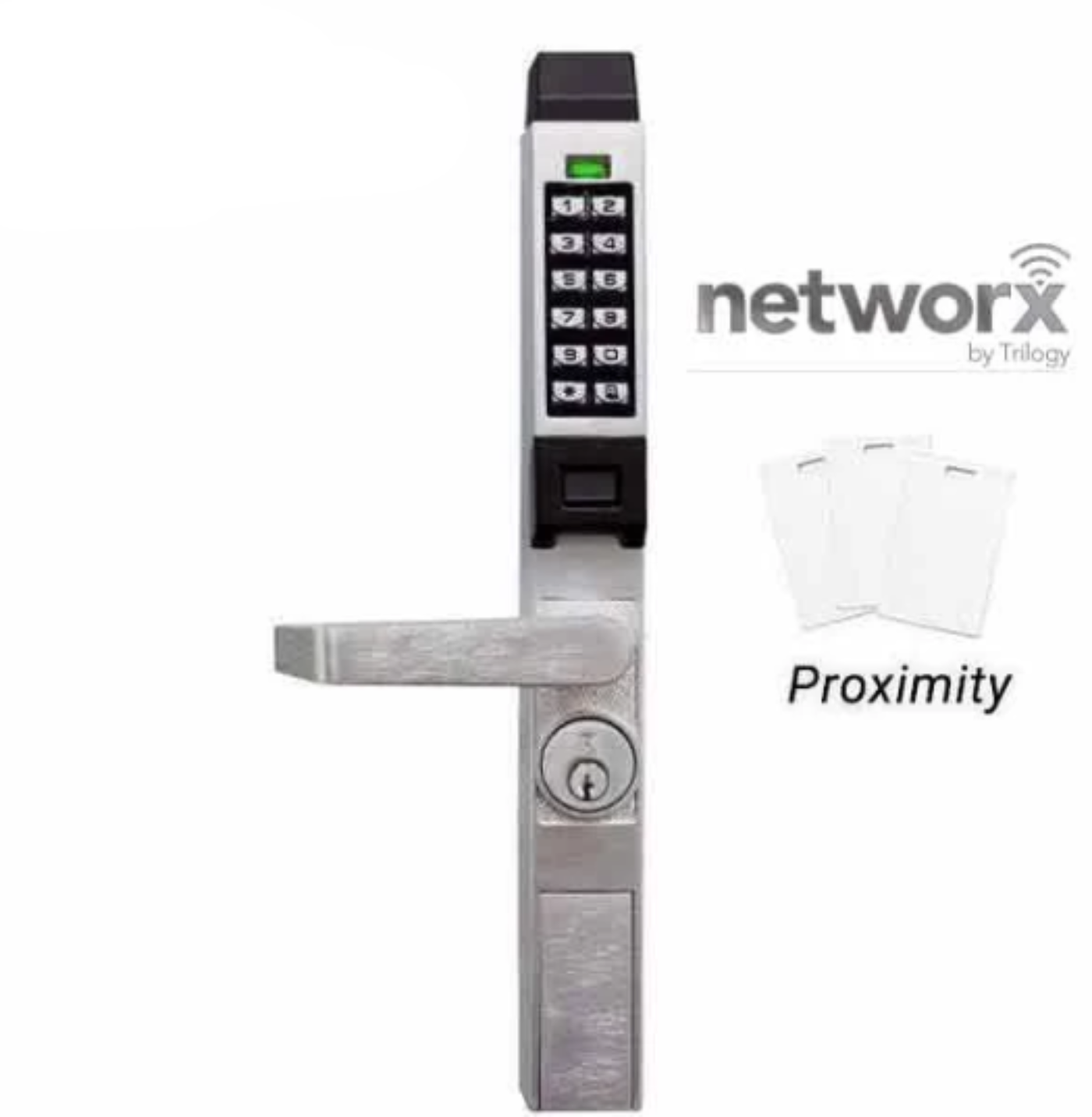 Alarm Lock Trilogy Narrow-Stile Digital PROX Keypad Lever Lock - Networx - 26D - Satin Chrome - ALL-PDL1300-NW