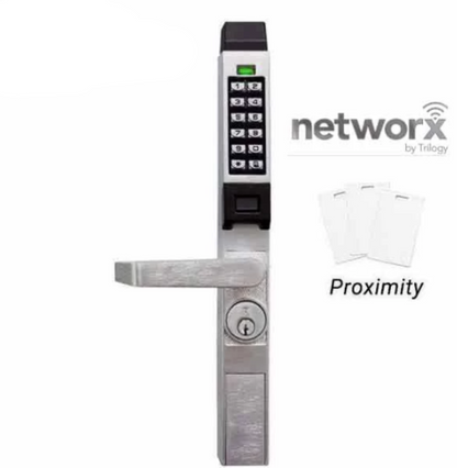 Alarm Lock Trilogy Narrow-Stile Digital PROX Keypad Lever Lock - Networx - 26D - Satin Chrome - ALL-PDL1300-NW