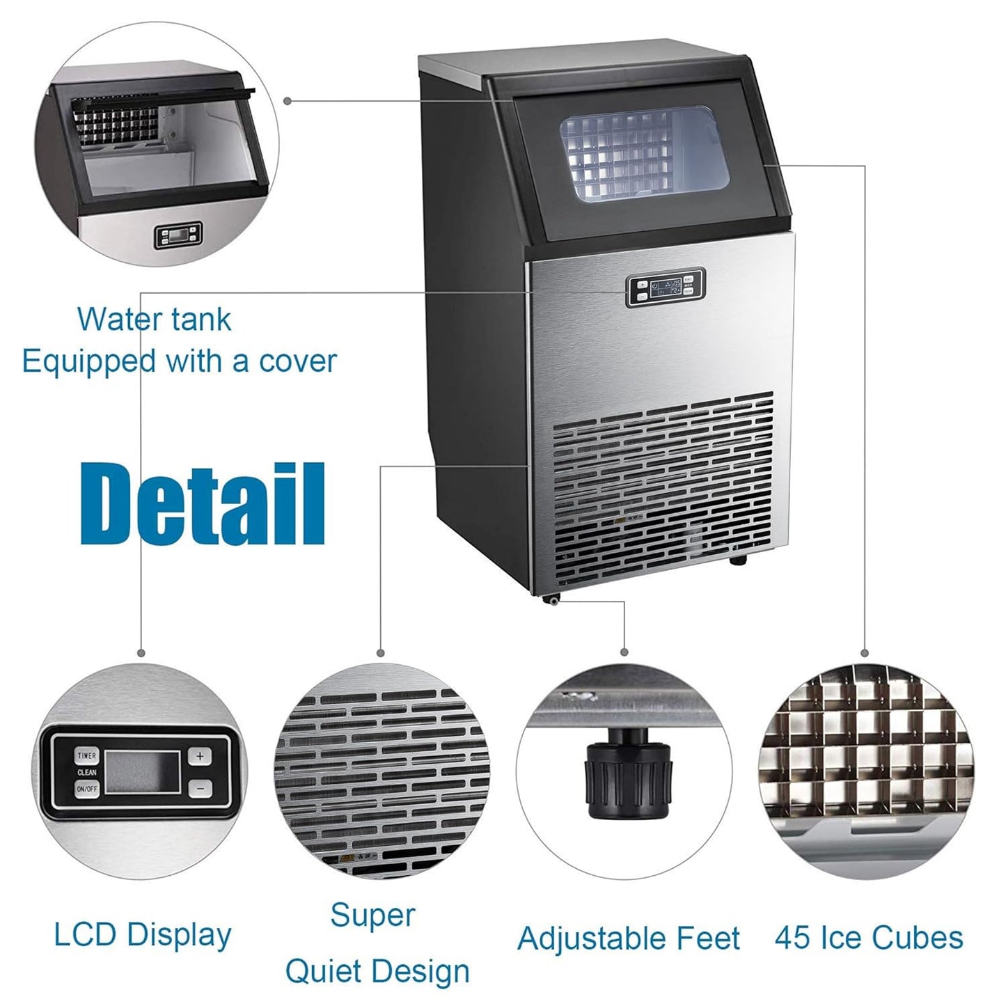 Antarctic Star Commercial Ice Makers Machine Stainless Steel Makers - Z5845AS