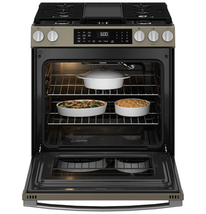 GE APPLIANCES GGS600AVES GE(R) 30" Slide-In Front-Control Convection Gas Range with No Preheat Air Fry and EasyWash(TM) Oven Tray - GGS600AVES-KT